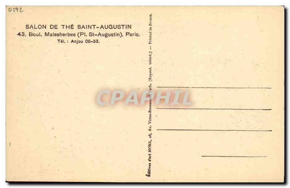 CPA Salon de the Saint Augustin Malesherbes Paris  — Rückseite