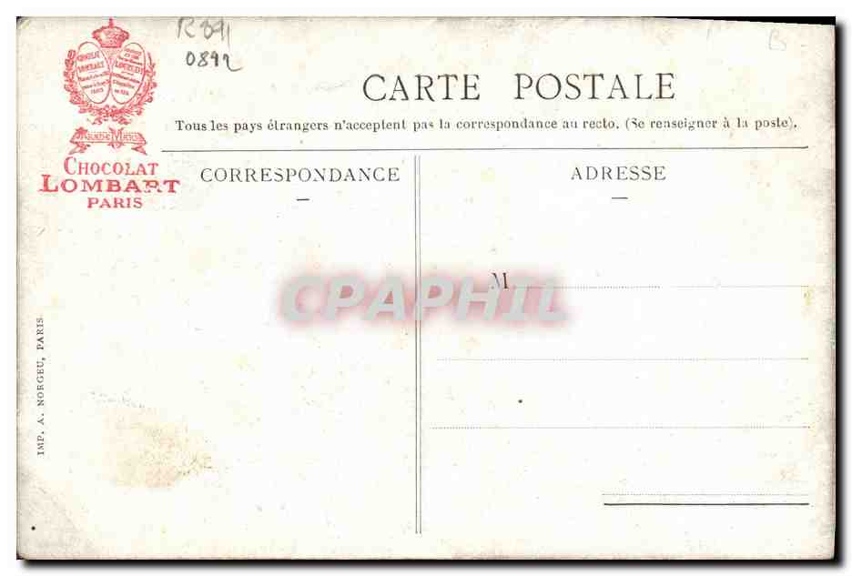CPA Chocolaterie Lombard Sortie des hommes  — Rückseite