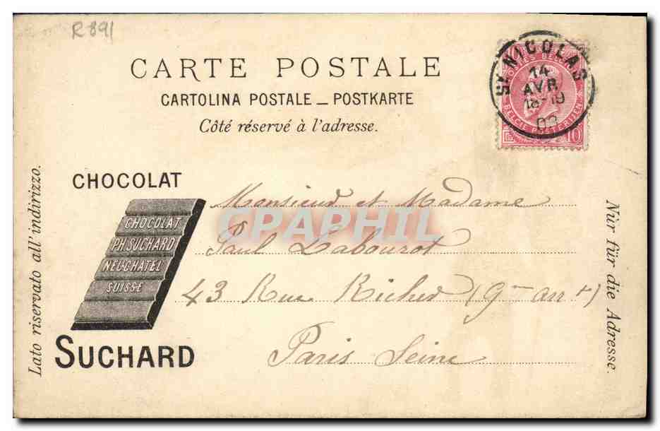 CPA Chocolat Suchard Lyon Lyonnais  — Back