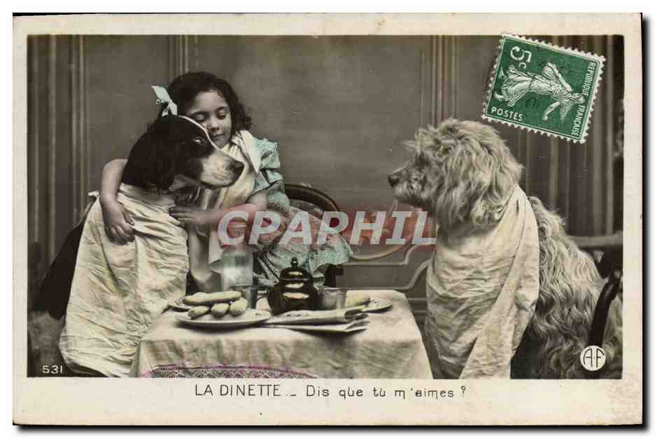 CPA Fantaisie Enfant Chiens