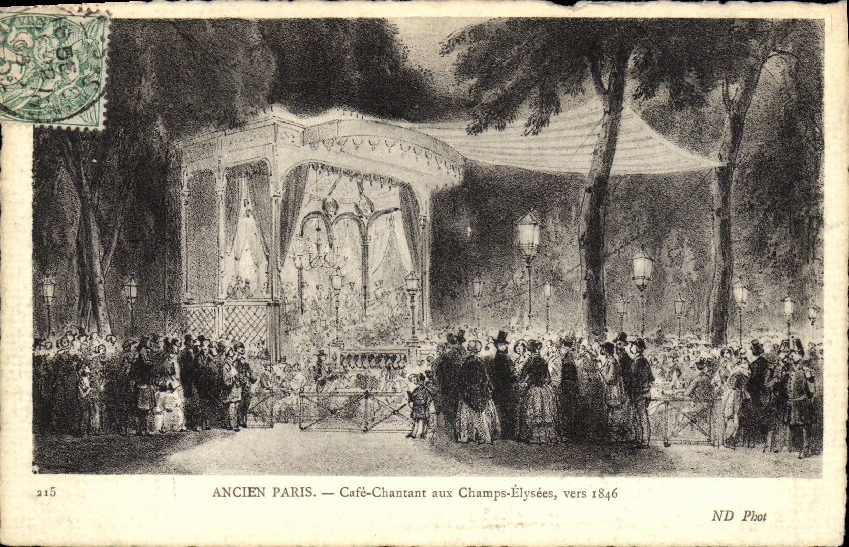 CPA Fantaisie Ancien Paris Cafe Chantant aux Champs elysees vers 1846