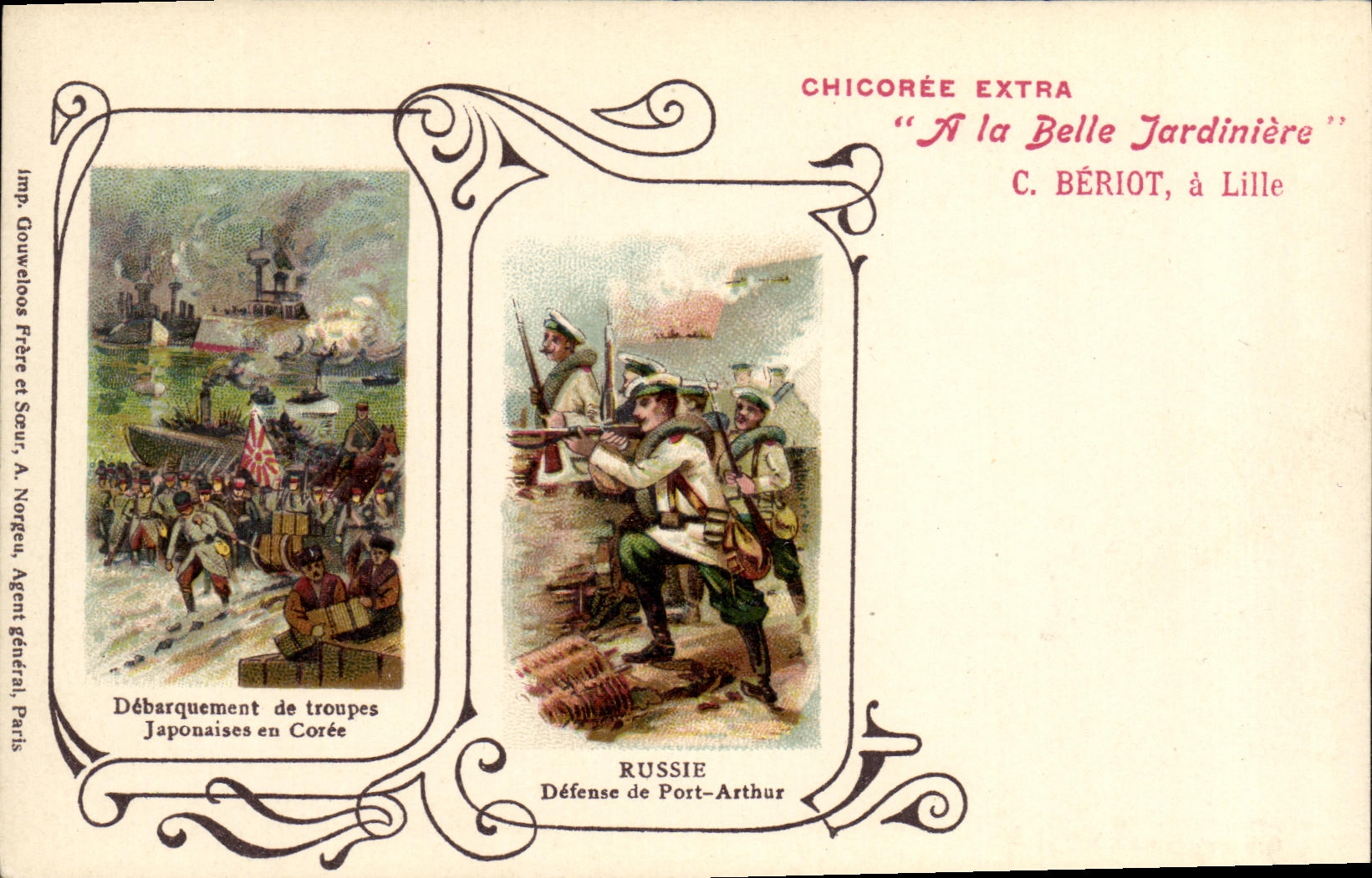 CPA Chicoree La Belle Jardiniere Beriot Lille Russie Defense de Port Arthur Japonais en Coree