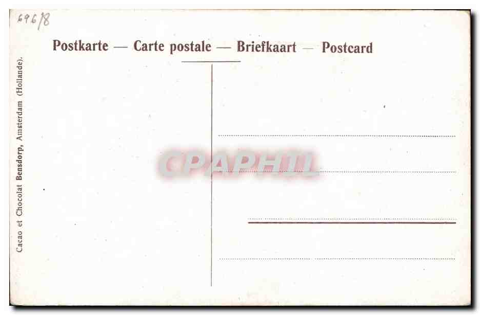 CPA Chocolat Bensdorp Amsterdam — Verso