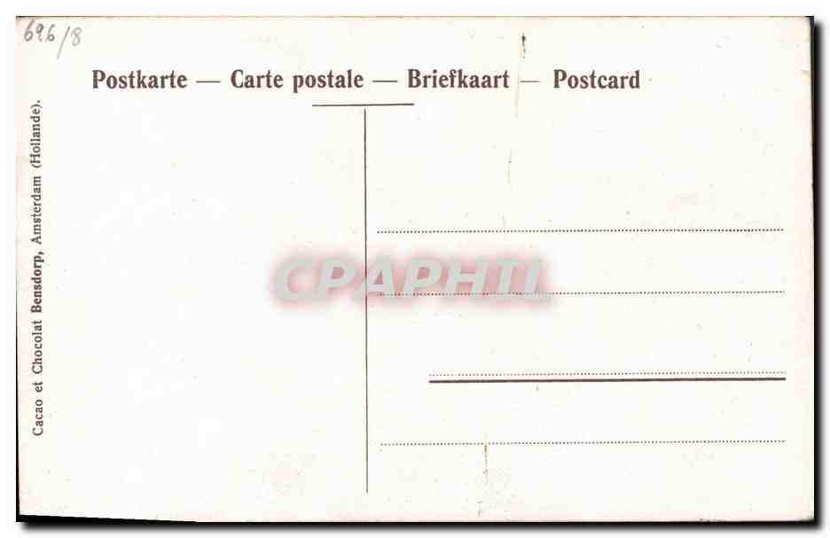 CPA Chocolat Bensdorp Amsterdam Bateau  — Verso