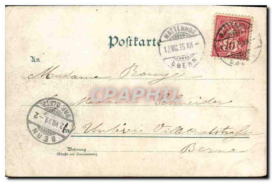 CPA Suisse Behut dich Gott carte 1899 cavalier dans la neige — Rückseite