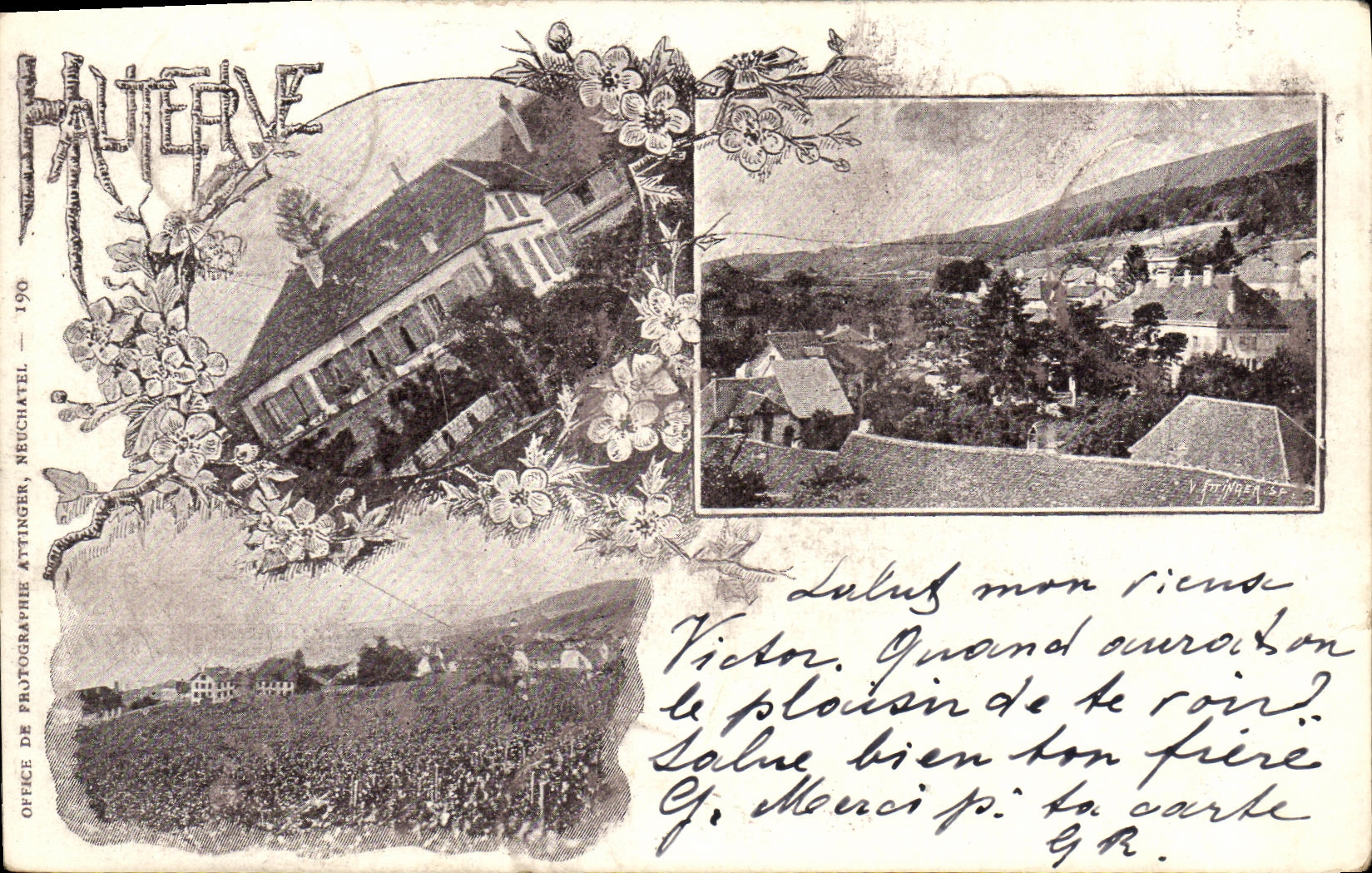 Hauterive — Vue panoramique et vue de la localité — Office de Photographie Attinger, Neuchâtel, n°190