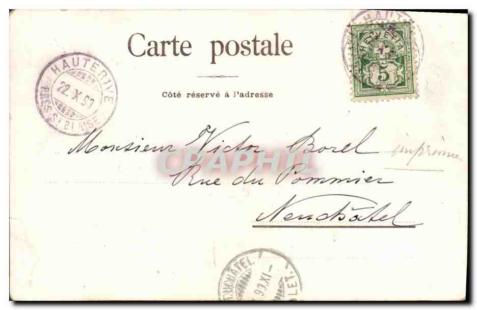Hauterive — Vue panoramique et vue de la localité — Office de Photographie Attinger, Neuchâtel, n°190 — Reverso