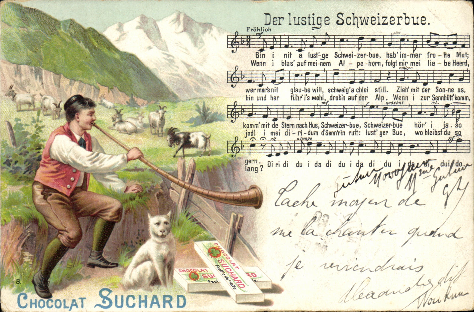 CPA Chocolat Suchard Der lustige Schweizerbue Chat 