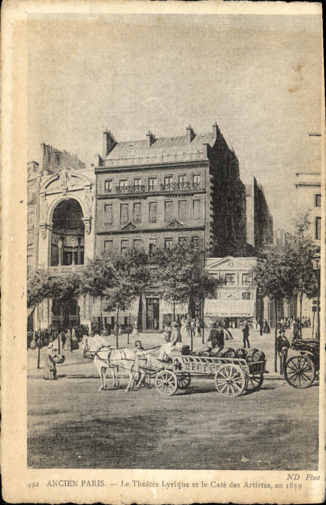 CPA Ancien Paris Le theatre lyrique et le cafe des artistes 1859
