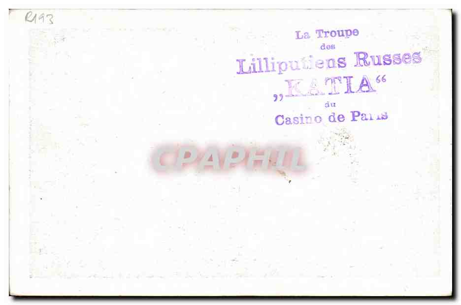 Spectacle de la Troupe des Lilliputiens Russes "KATIA" — au Casino de Paris — Verso