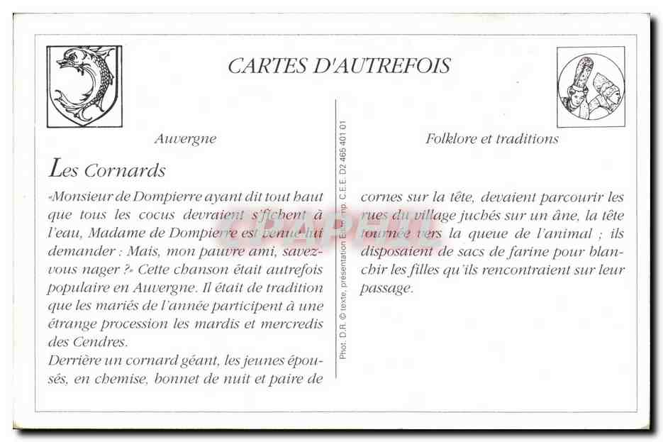 REPRO Auvergne Les Cornards Fete locale a Sauxillanges Folklore — Rückseite