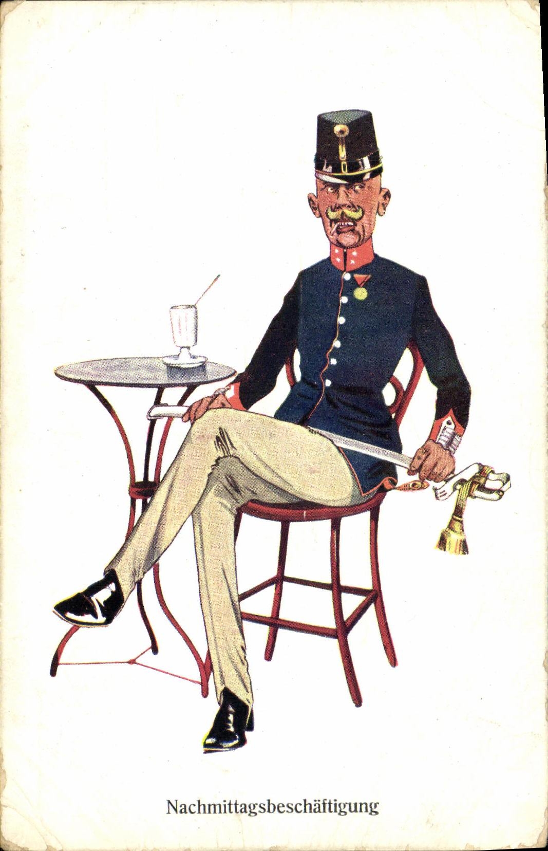 CPA Fantaisie Soldat Militaria Le cafe