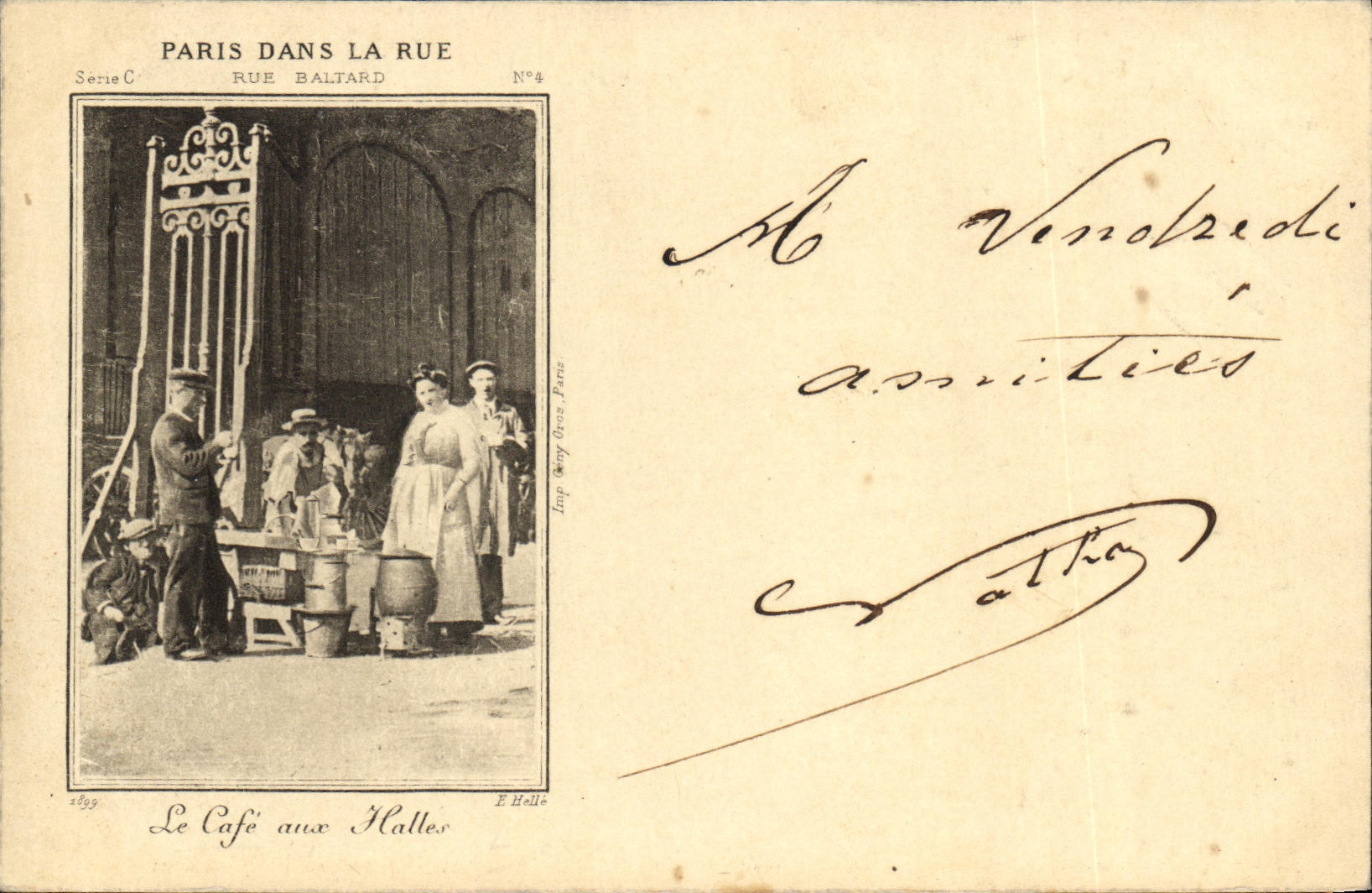 CPA Paris dans la rue Le cafe aux Halles