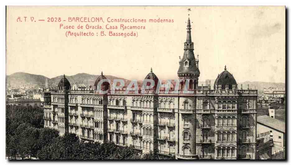 CPA Barcelona Construcciones modernas Paseo de Gracia Casa Racamora 
