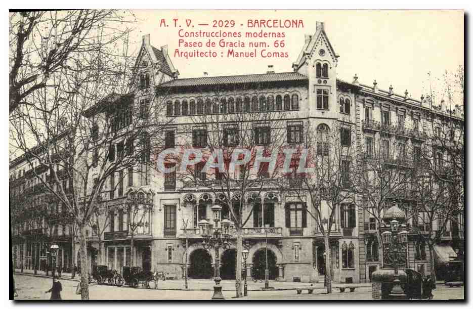 CPA Barcelona Construcciones modernas Paseo de Gracia 
