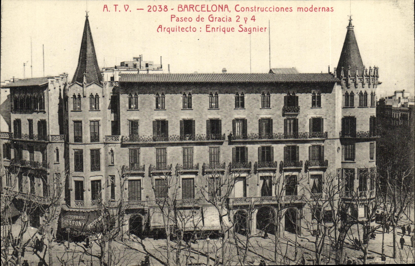 CPA Barcelona Construcciones modernas Paseo de Gracia 