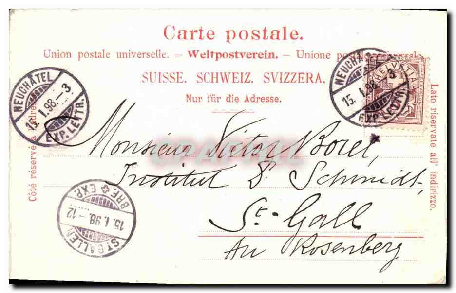 Uri — Guerrier cornu tenant un cor et un bouclier — éditeur: B. Rose, Paris — Reverso