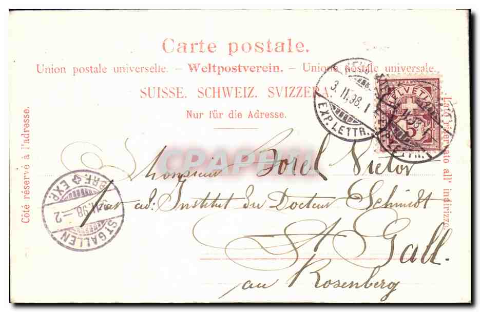 Glarus — Blason avec saint Victor — éditeur Barbier & Cie, n° 6-1352 — Reverso