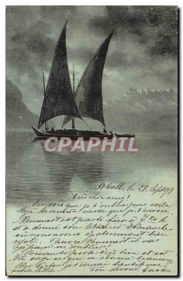 Bateau à voile — Lac Léman — éditeur non identifié