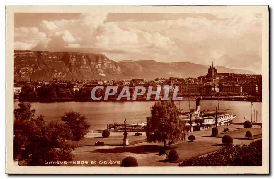 CPA Geneve Rade et Saleve Bateau
