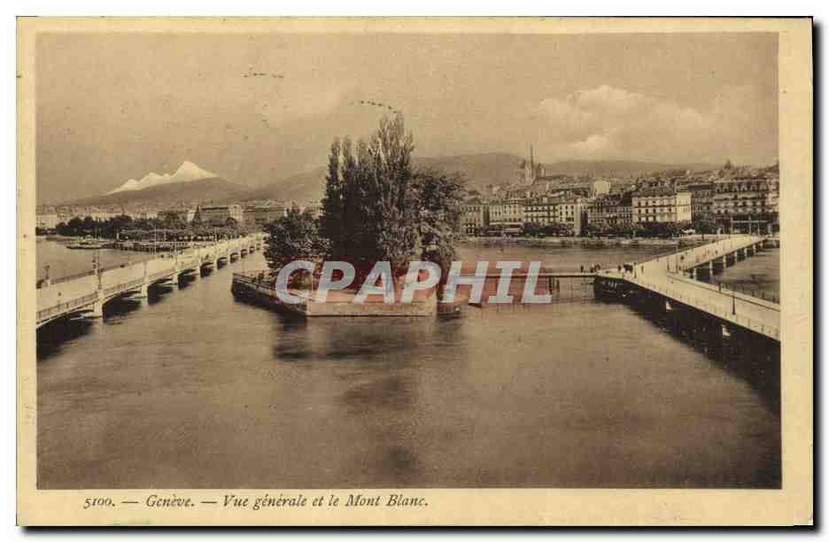 CPA Geneve Vue generale et le Mont Blanc 