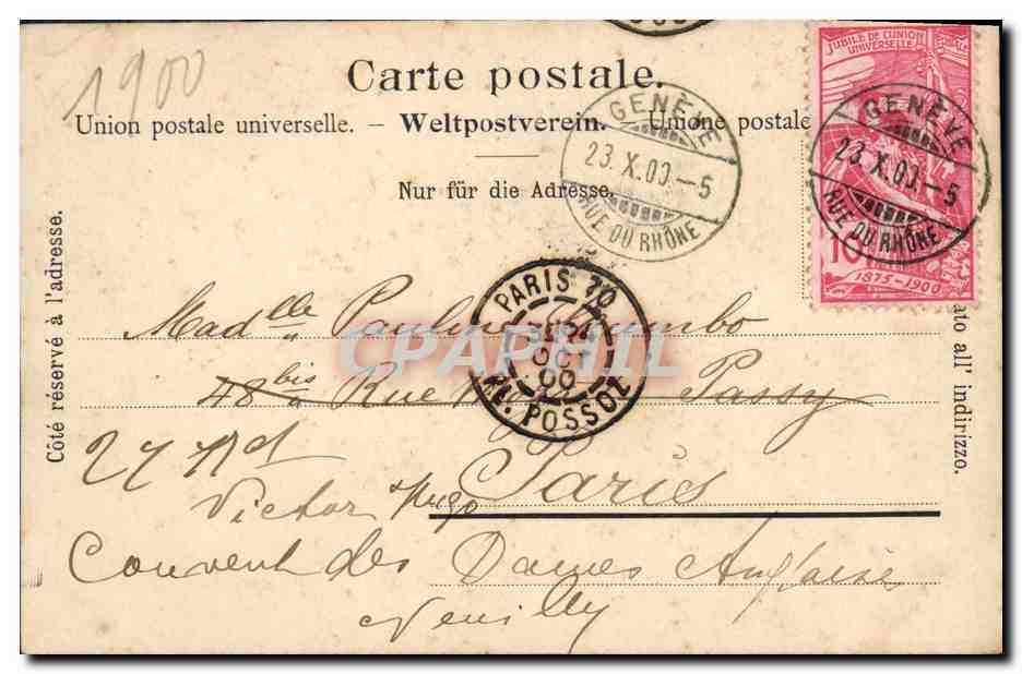CPA Geneve Le theatre — Verso
