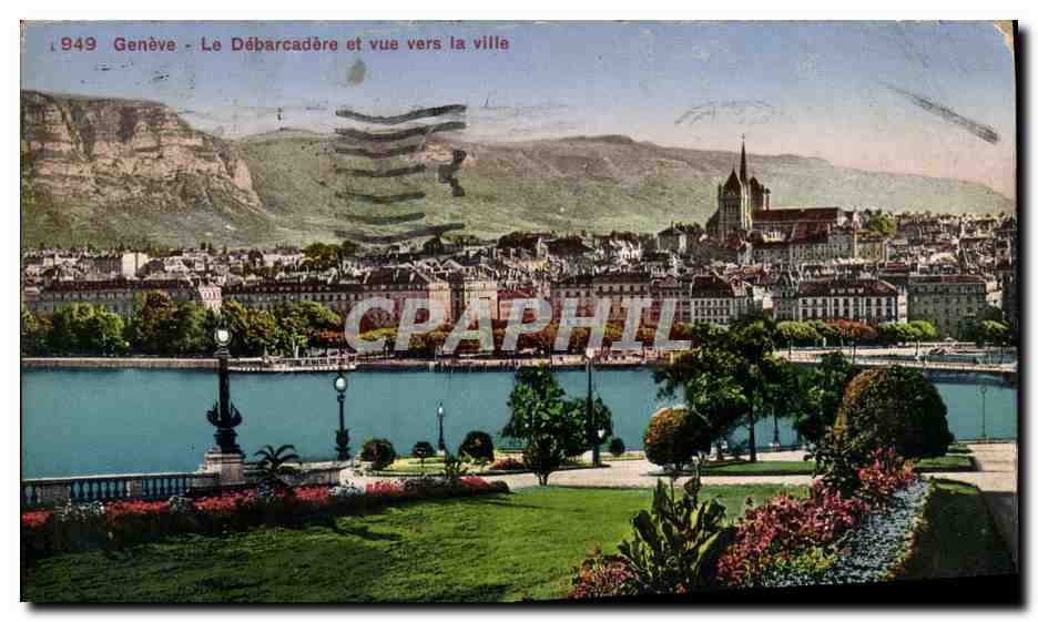 CPA Geneve Le debarcadere et vue vers al ville 