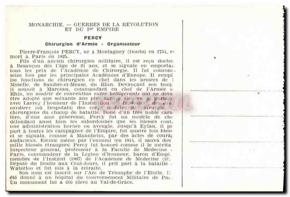 CPA Pierre Francois Percy 1754 1825 Chirurgien d armee  — Rückseite