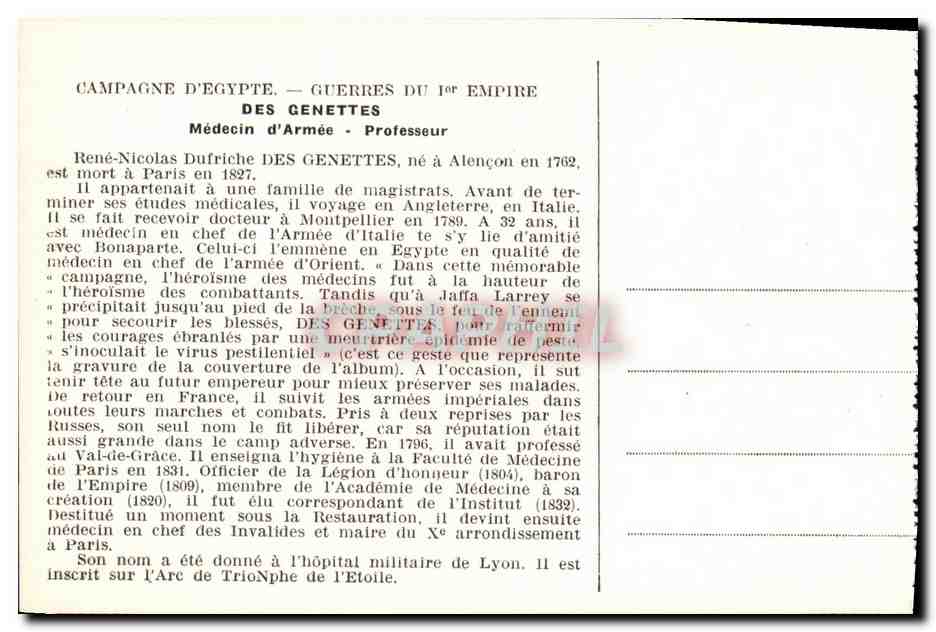 CPA Rene Nicolas Dufriche des Genettes 1762 187 Medecin des armees Professeur — Rückseite