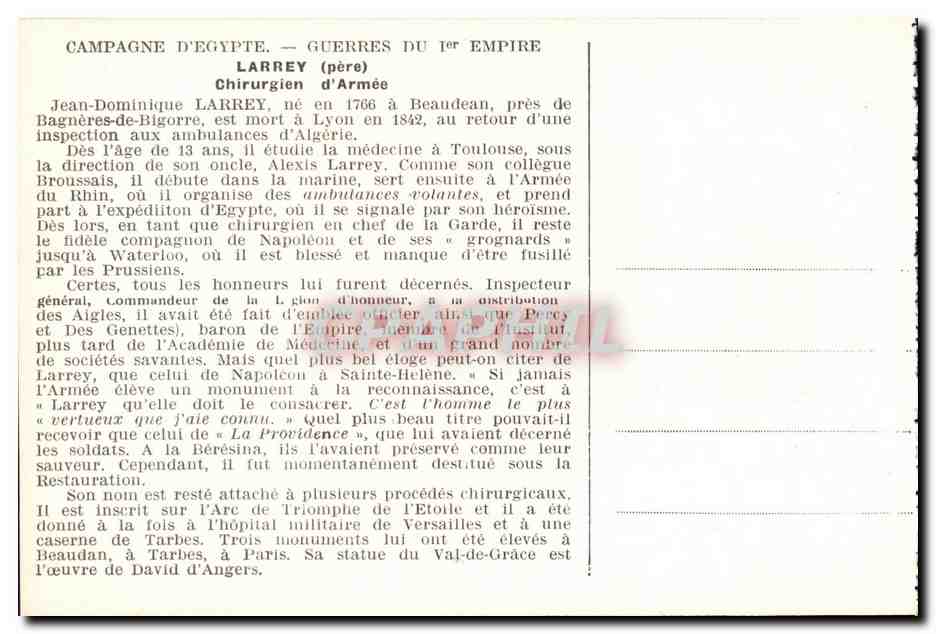 CPA Jean Dominique Larrey 1766 1842 chirurgien d armee — Rückseite