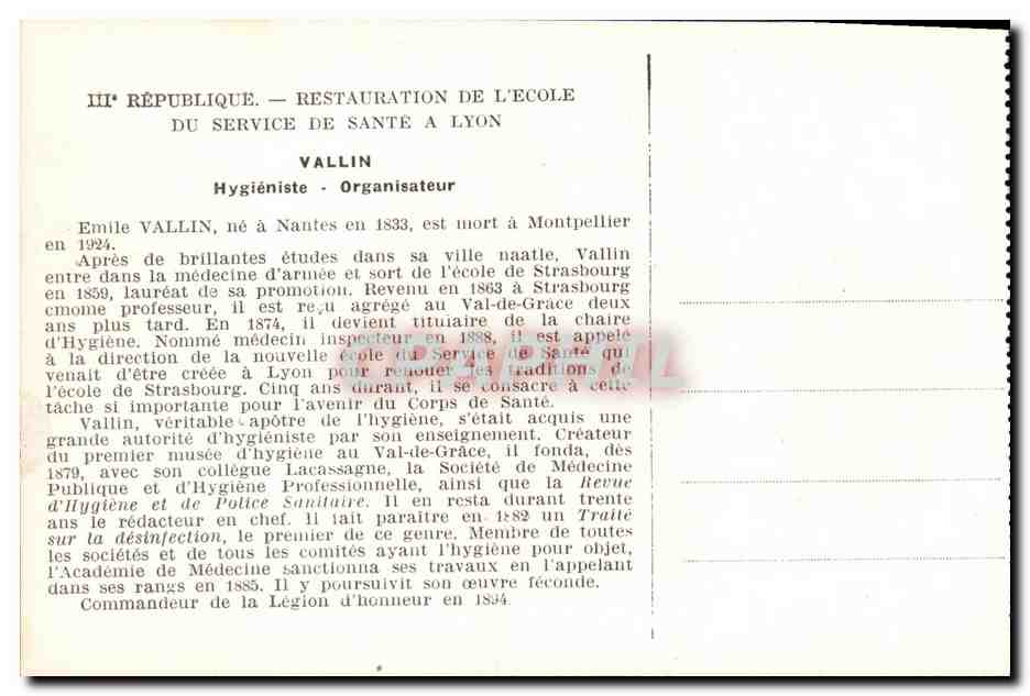 CPA Emile Vallin 1833 1924 Hygieniste — Rückseite
