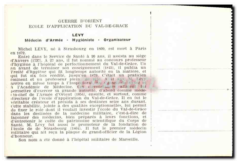 CPA Michel Levy 1809 1872 Medecin d armee Hygieniste — Rückseite