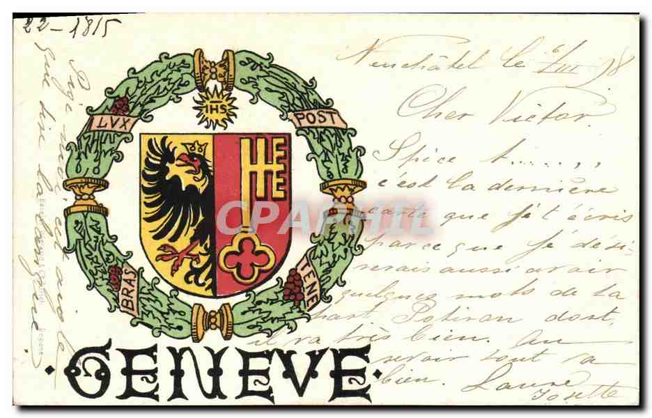 Gênes — Armoiries de Genève — éditeur inconnu, n° de série non visible