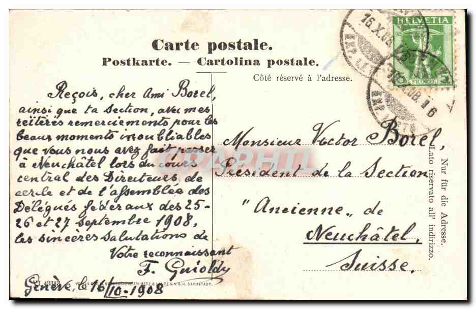 CPA Geneve Le port  — Rückseite