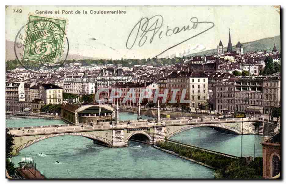 CPA Geneve et pont de la Coulouvreniere 