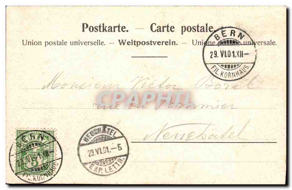 CPA Bern Kornhauskeller  — Rückseite