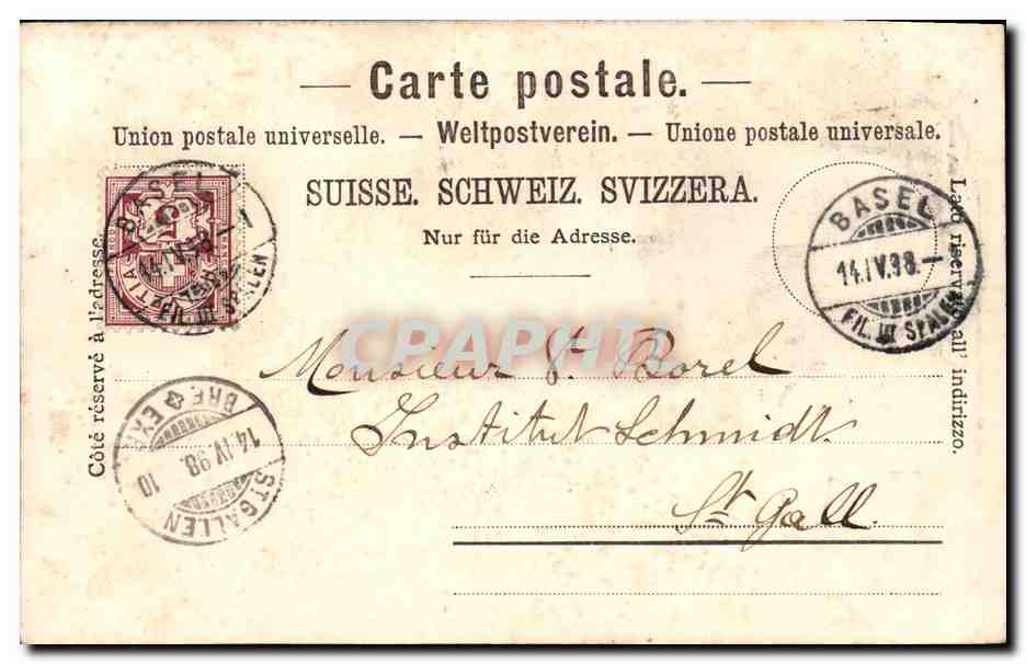 CPA Suisse Gruss aus Basel Kaserne Militaria Carte 1898 — Rückseite