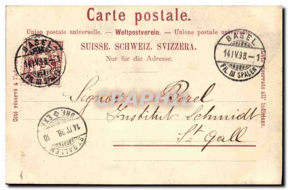 CPA Suisse Centranlbahnhof Carte 1898 — Rückseite