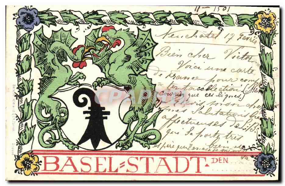 CPA Suisse Basel Stadt Dragons TOP Carte 1898