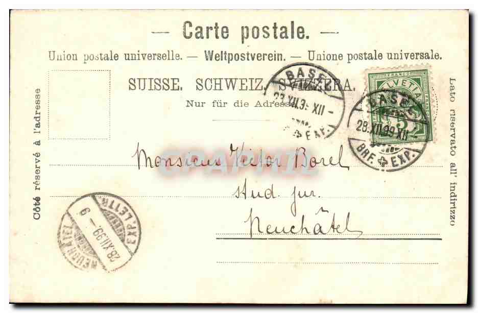CPA Suisse Basel Bibliothek carte 1899 — Back