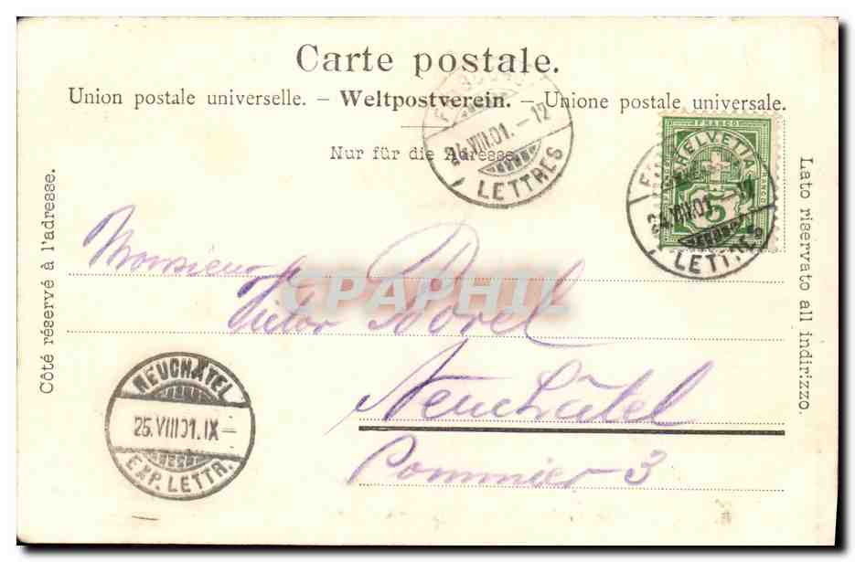 CPA Suisse Fribourg Jeu de quilles de l ange µPuits  — Rückseite