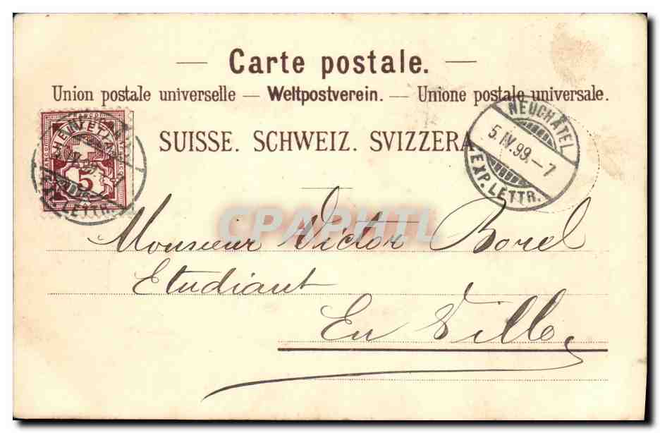CPA Suisse Souvenir de Fribourg Carte 1899 — Rückseite