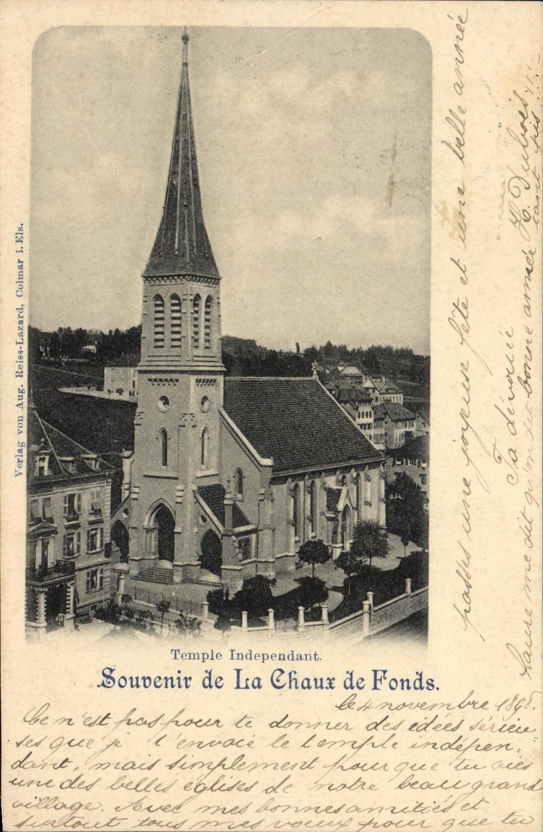CPA Suisse La Chaux de Fonds TEmple independant CArte 1898