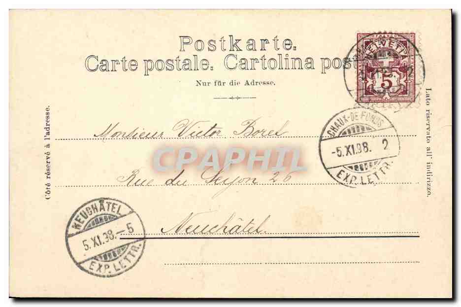 CPA Suisse La Chaux de Fonds TEmple independant CArte 1898 — Rückseite