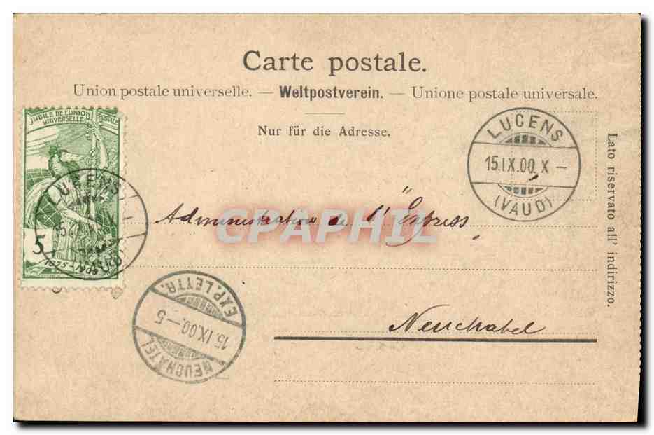 CPA Suisse La Chaux de Fonds Coucher de soleil  — Rückseite