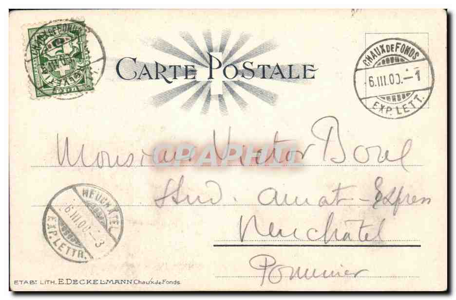 CPA Suisse La Chaux de Fonds Temple de l abeille  — Rückseite