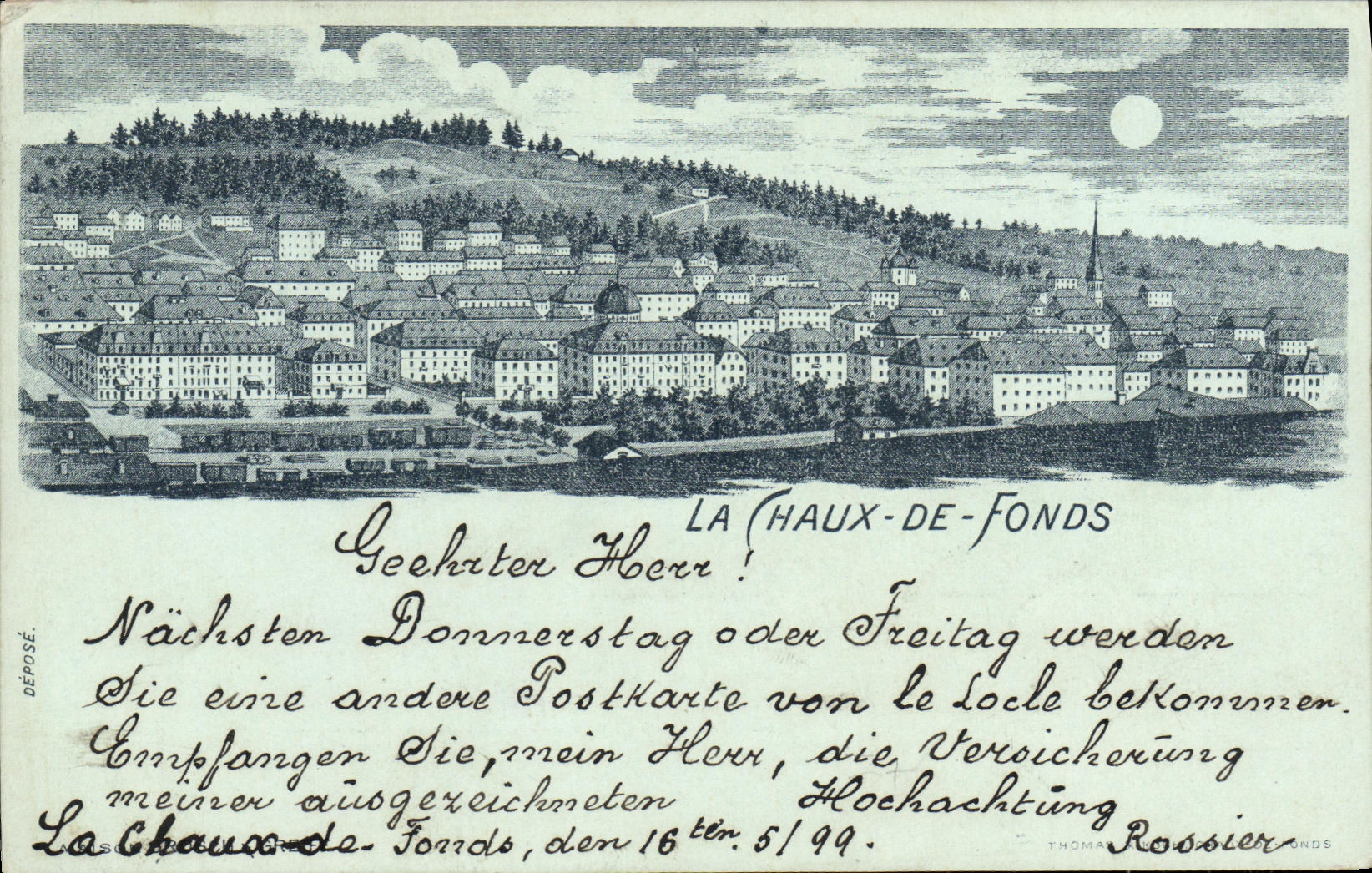 CPA Suisse La Chaux de Fonds Carte 1899