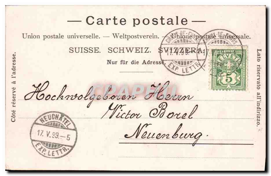 CPA Suisse La Chaux de Fonds Carte 1899 — Rückseite