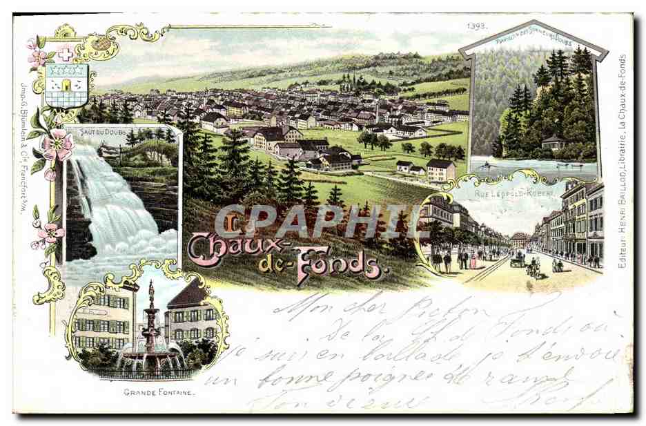 CPA Suisse La Chaux de Fonds Grande fontaine Rue leopold Robert 