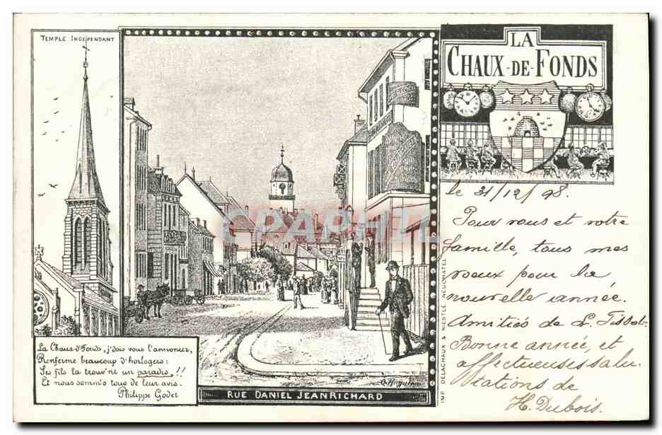 CPA Suisse La Chaux de Fonds Rue Daniel Jean Richard CArte 1899